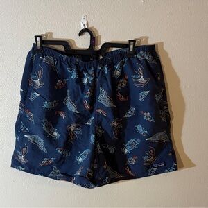 Patagonia Blue Swim Trunks with Nautical Print